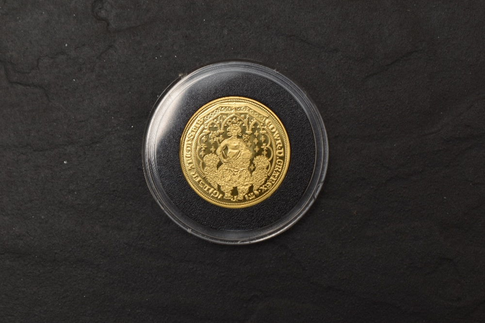 A Gold Edward III Fantasy Coin, 22ct gold, weight 4g, in plastic capsule