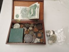 A box of GB & World Coins along with a small collection of mainly GB Silver Coins, approx 6oz of pre