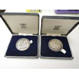 Two 1969 Investiture Prince of Wales Caernarfon Silver Medallions, each weigh 2.5g approx, both