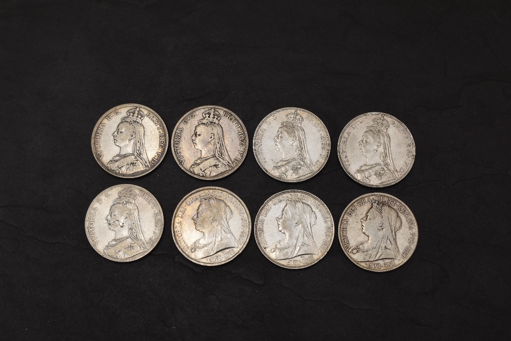 A collection of 8 Queen Victoria Silver Crowns, Jubilee Heads 1887, 1888, 1889, 1891 & 1892, Old - Image 3 of 3