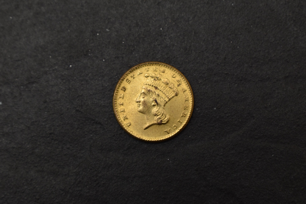 A United States of America Gold 1862 One Dollar, Indian Princess Head (large head), 1.6g - Image 2 of 2