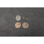 Four Isle of Man Copper Half Pences, 1758, 1786, Queen Victoria 1839 x2 both with Young Heads