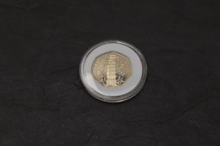 A GB 2009 Silver Proof Piedfort Kew Gardens 50p Coin, in plastic capsule