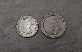 A George III Cartwheel Penny and a 1797 Two Pence