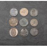 A small collection of Copper Coins & Tokens, Jersey 1861 1/13 of a Shilling, Isle of Man 1733 Penny,