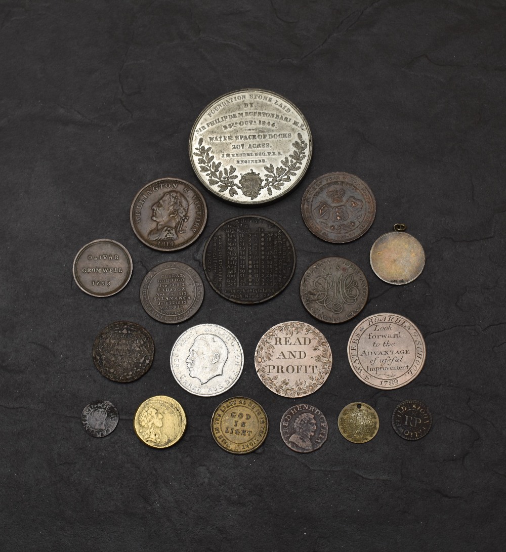 Eighteen Medals and Tokens, 17th century and later including 1658 Oliver Cromwell Kirk Medallion, - Image 4 of 4