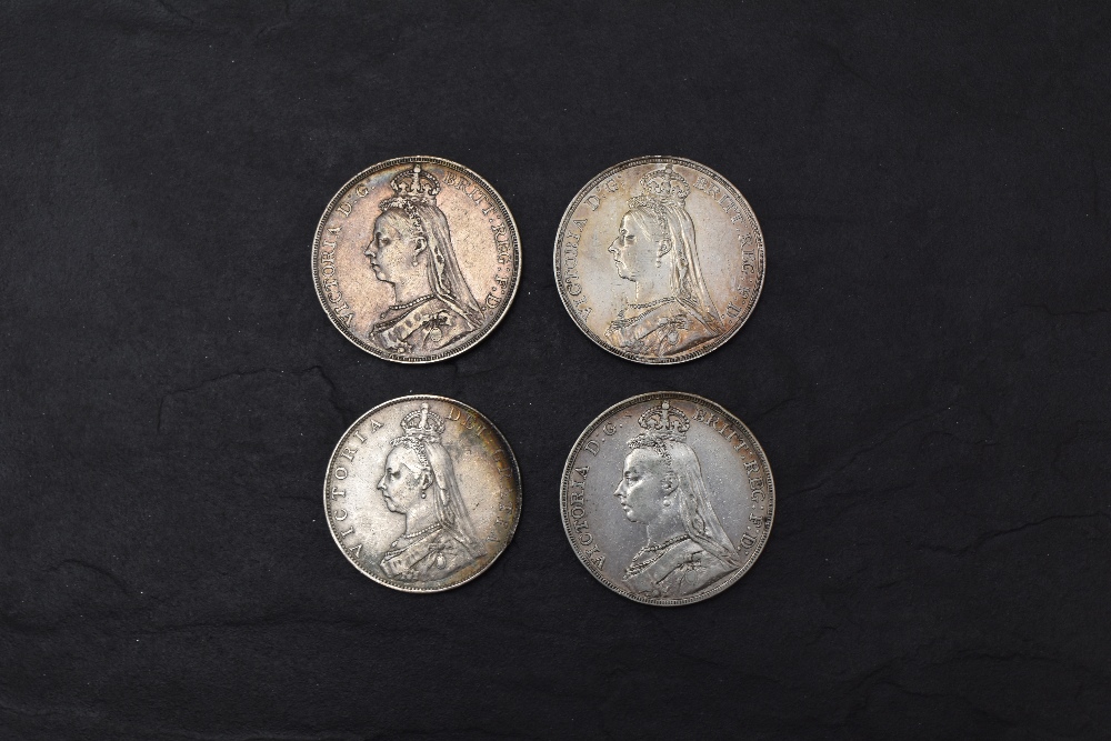 Three Queen Victoria Silver Crowns, 1890, 1891 & 1892 along with a Queen Victoria Silver Double - Image 2 of 2