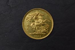 A GB 1887 Gold Two Pound Coin, Royal Mint, Jubilee Head