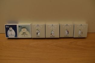 Six Royal Mint The Snowman 50p Silver Proof Coins, 2018, 2019, 2020, 2021, 2022 Snowman & The Dog,