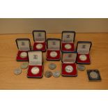 A collection of Seven GB 1977 Queen Elizabeth II Silver Jubilee Crowns in Proof Silver, all in cases