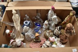 A large quantity of glass and ceramic figurines and animal studies including a bald Eagle and