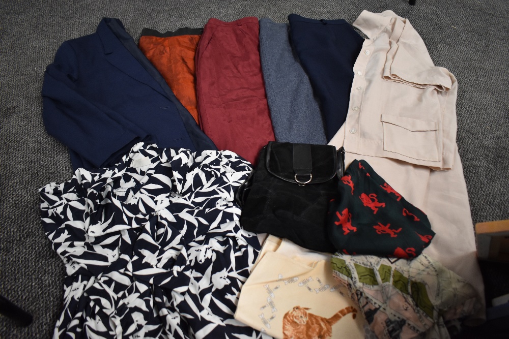 A selection of assorted ladies vintage skirts and blouses in a range of sizes including Jaeger