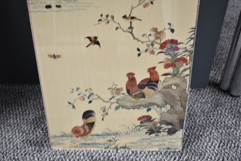 An Oriental print after a Chinese silk embroidery depicting a willow tree with wild fowl and - Image 7 of 9