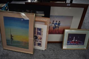 A selection of pictures and prints including African themed and the Ardnamurchan Lighthouse by I