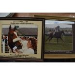 Two framed photographs depicting racehorse Gott's Desire winner of the Darlington & Stockton Times