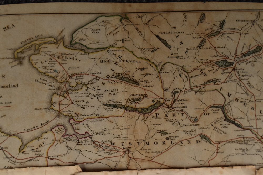 A laminated vintage map of the lakes in Cumberland, Westmorland and Lancashire and other ephemera of - Image 2 of 2