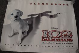 A small selection of posters including a Disney's 102 Dalmations promotional poster, three vintage