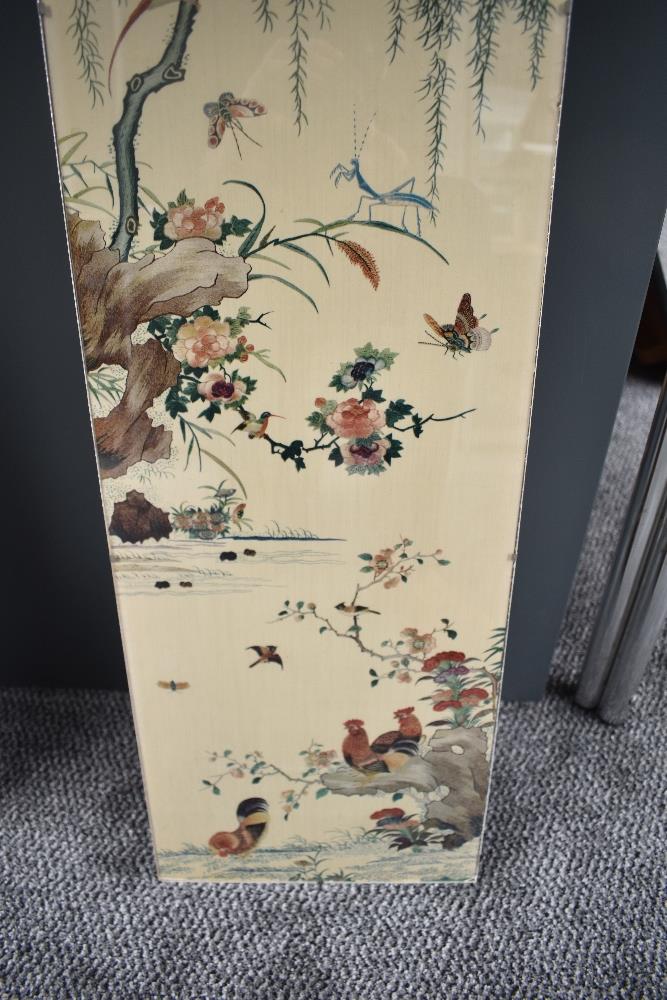 An Oriental print after a Chinese silk embroidery depicting a willow tree with wild fowl and - Image 9 of 9