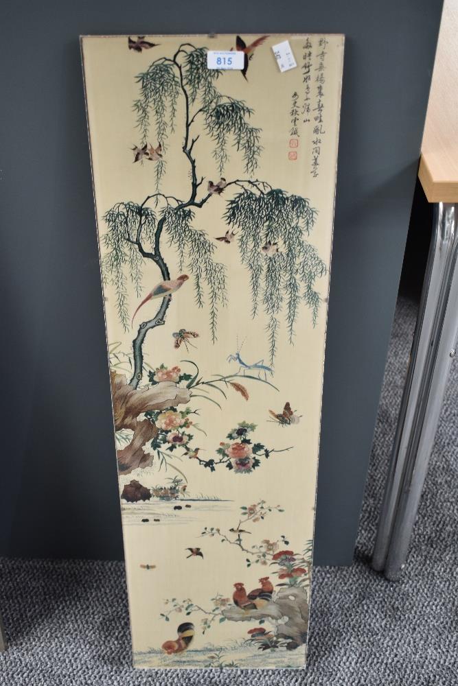 An Oriental print after a Chinese silk embroidery depicting a willow tree with wild fowl and - Image 5 of 9