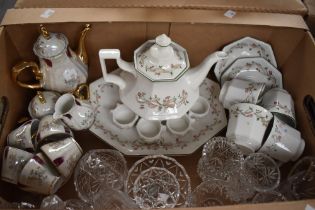 A Johnson Bros Eternal Beau' part tea service (14 pieces approx) including napkin rings, a selection