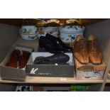 Four pairs of vintage K Shoes/Clarks gents leather shoes size ranging in sizes from 7.5 - 8.5.