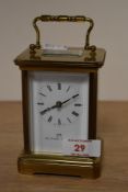 A Swiss made Matthew Norman carriage clock, having white enamel dial with black Roman numerals,