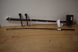 A Chinese Erhu two stringed fiddle with bow.