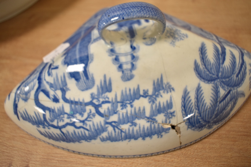 Four 19th/20th Century Davenport blue and white porcelain lidded tureens, the largest measures - Image 3 of 5