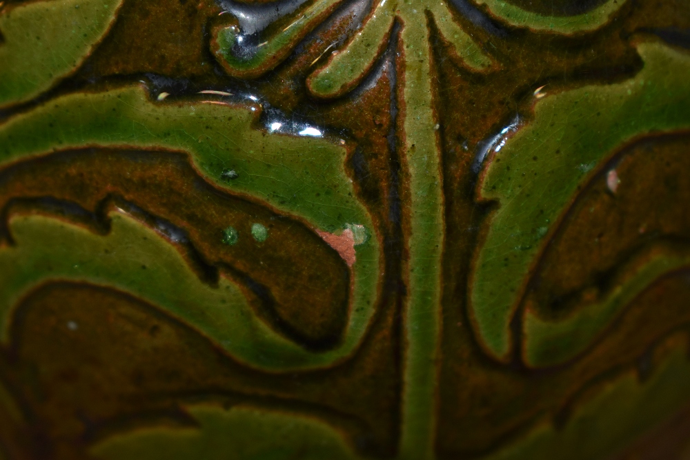 A Farnham Pottery flagon, having iridescent green glaze and abstract teasel pattern. - Image 3 of 3