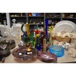 A collection of approximately 26 pieces of mid century glass including tazza, vases and animal