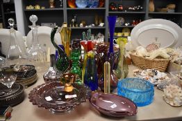 A collection of approximately 26 pieces of mid century glass including tazza, vases and animal