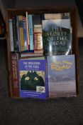 A carton of assorted South American themed books including William Sullivan-The Secret of the