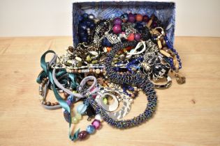 An assortment of costume necklaces including statement beaded necklaces, faux pearls and paste set