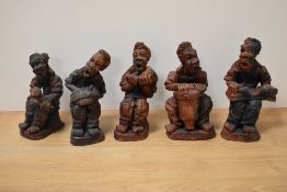 An interesting group of five African terracotta studies, depicting musicians.