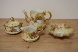 An assorted collection of Royal Worcester blush ivory table ware, to comprise a teapot without