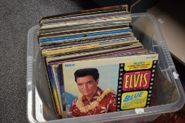 A carton of assorted LPs including Elvis Presley, The Eagles, Abba and David Essex ect.