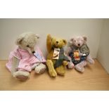 Three vintage Jointed Teddy Bears, HM Bears Cynthia hand made by Iris & Ches Chesney, length 55cm