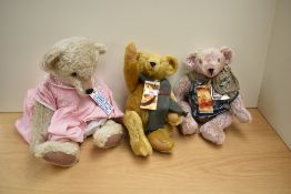 Three vintage Jointed Teddy Bears, HM Bears Cynthia hand made by Iris & Ches Chesney, length 55cm