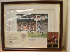 A framed limited edition print after Stewart W Beckett, Barcelona, Bayern Munich 1 Manchester United