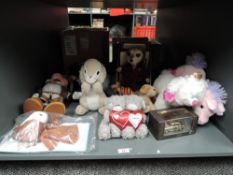A collection of modern collectable and Souvenir Bears including Mickey Mouse, Meerkat, Glove Puppet,
