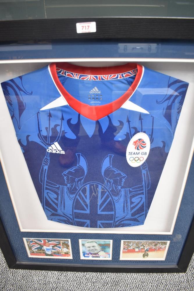 A framed Adadas Team GB Sir Chris Hoy Shirt bearing signature along with photograph montage, with - Image 3 of 3