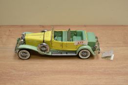 A 1987 Franklin Mint 1:24 scale Die-cast, 1930 Duesenberg J Derham Tourster with tag and