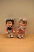 Two 1988 Campbell's Special Edition Kid Dolls, both in unopened packets and card delivery boxes