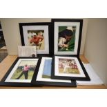 Five framed and glazed Sportsman Prints, Tiger Woods, Seve Ballesteros, Jose Maria Olazabal, Jimmy