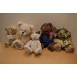 Five Modern Teddy Bears, Steiff 662003 Limited Edition 2009, Wrinkles, Bearalicious x2 and
