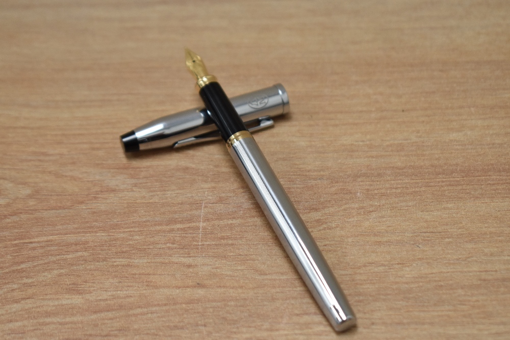 A boxed Cross Classic Century converter fill fountain pen in Lustrous Chrome having Cross M nib. - Image 2 of 3