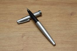 A boxed Sheaffer Lady620 aero fill fountain pen in brushed steel