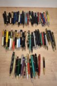 A box of approx. 75 celluliod bodied propelling pencils of various makes including Parker, Waterman,
