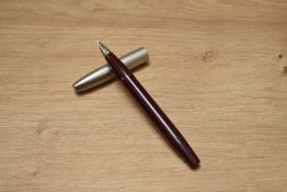 A boxed Sheaffer Imperial Touchdown MKII plunger fill fountain pen in burgundy with brushed steel