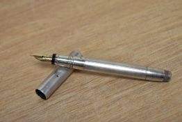 A Mabie Todd & Co Swan leverless twist fill fountain pen in Hallmarked silver having Swan 2 14ct